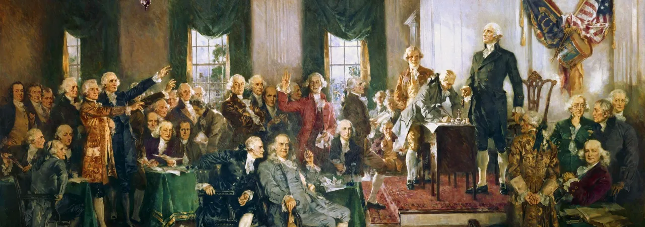 This is a painting depicting the signing of the United States Constitution. 