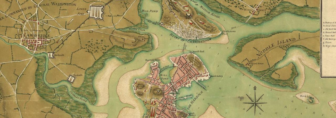 Map showing Boston and the surrounding harbor