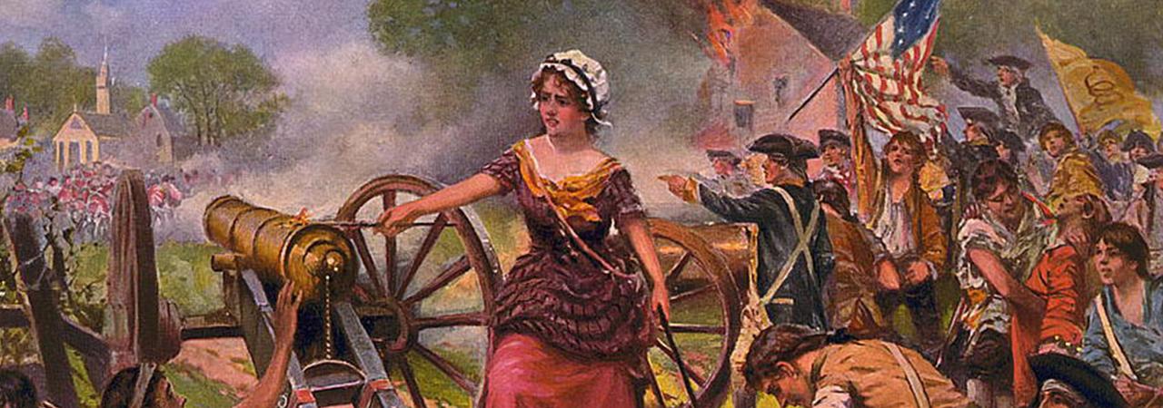 Painting of Molly Pitcher in the American Revolution