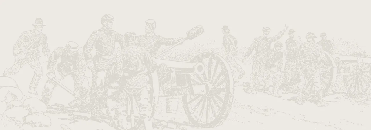This is a sketch of a band of soldiers standing next to a cannon.