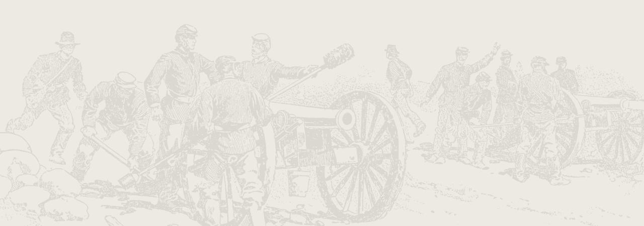 This is a sketch of a band of soldiers standing next to a cannon. 