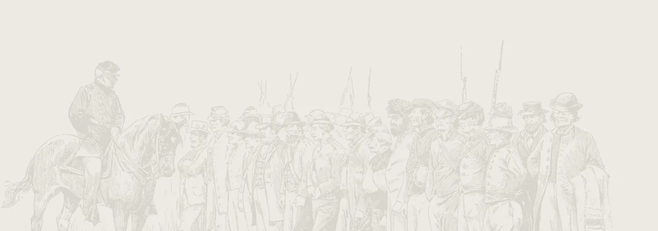 This is a sketch of Union soldiers lined up and ready for battle. 