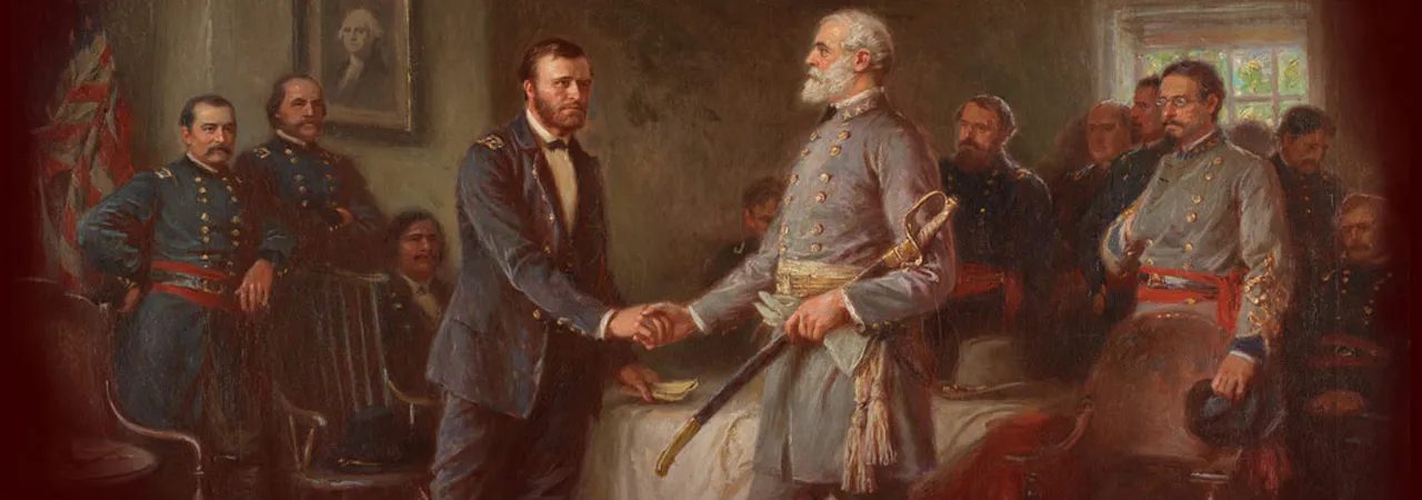 Portrait of Lee and Grant shaking hands