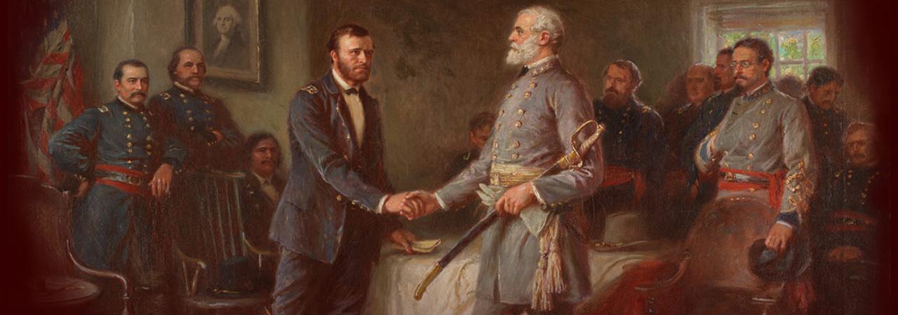 Portrait of Lee and Grant shaking hands