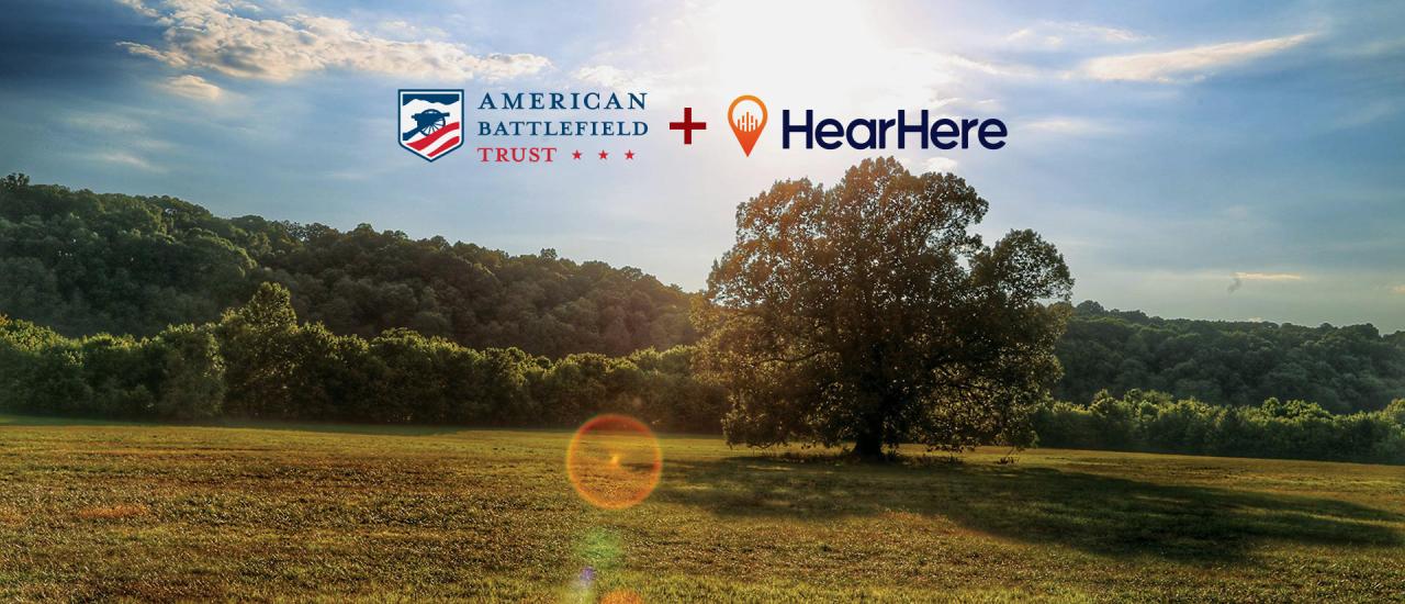 The American Battlefield Trust + HearHere logos atop the Resaca Battlefield