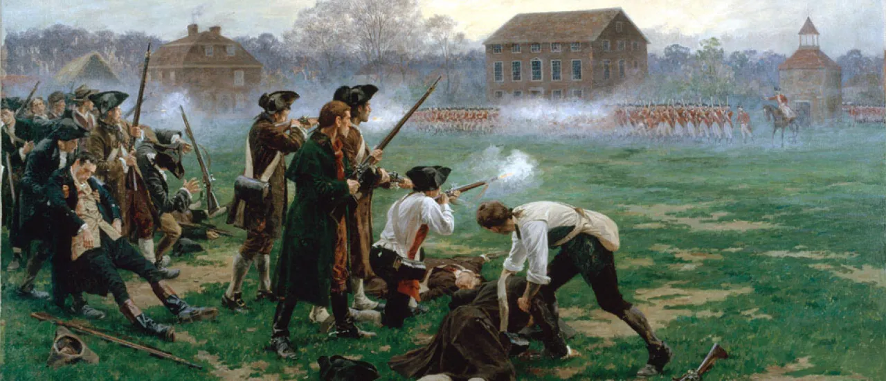 The Battle of Lexington depicted in a 1910 portrait by William Barnes Wollen