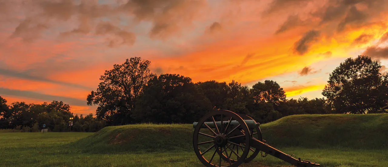 Vicksburg National Military Park at sunset