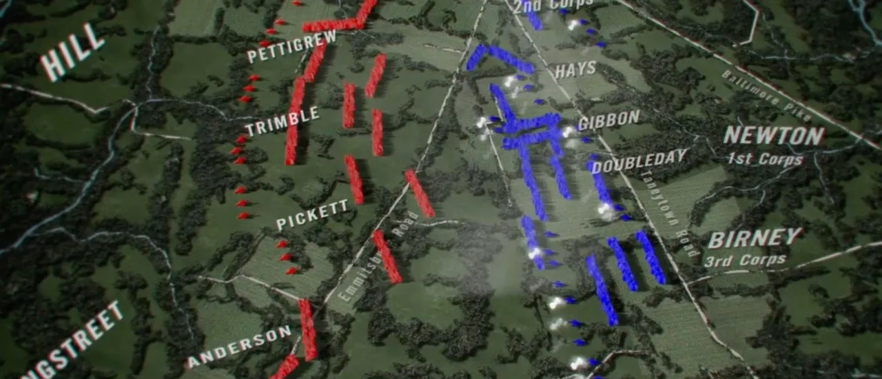 A still from an Animated Map of Pickett's Charge at Gettysburg