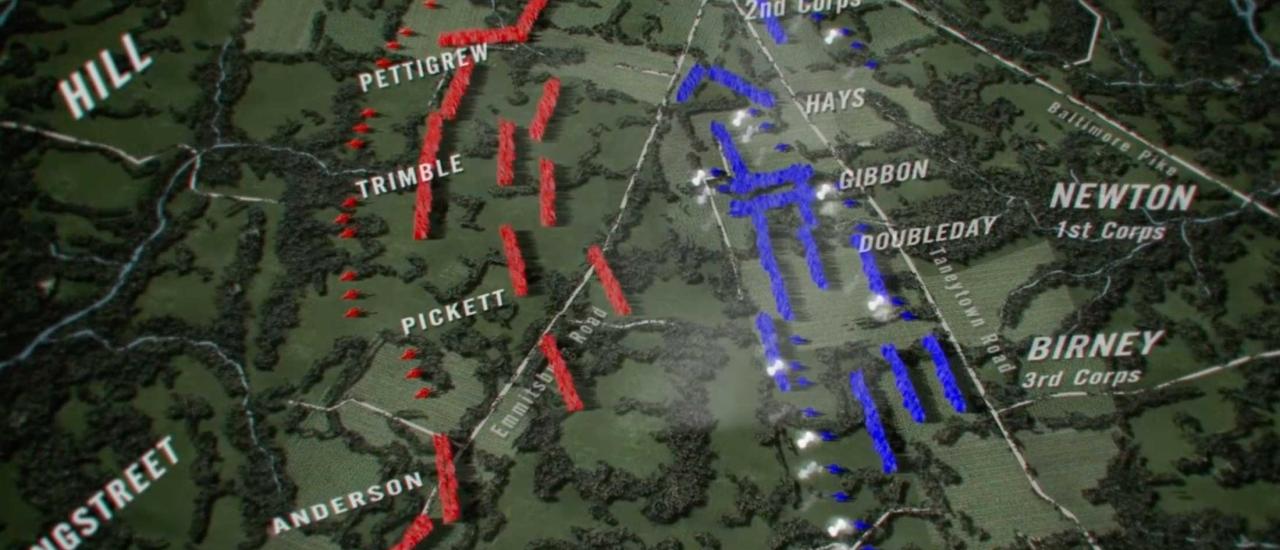 A still from an Animated Map of Pickett's Charge at Gettysburg