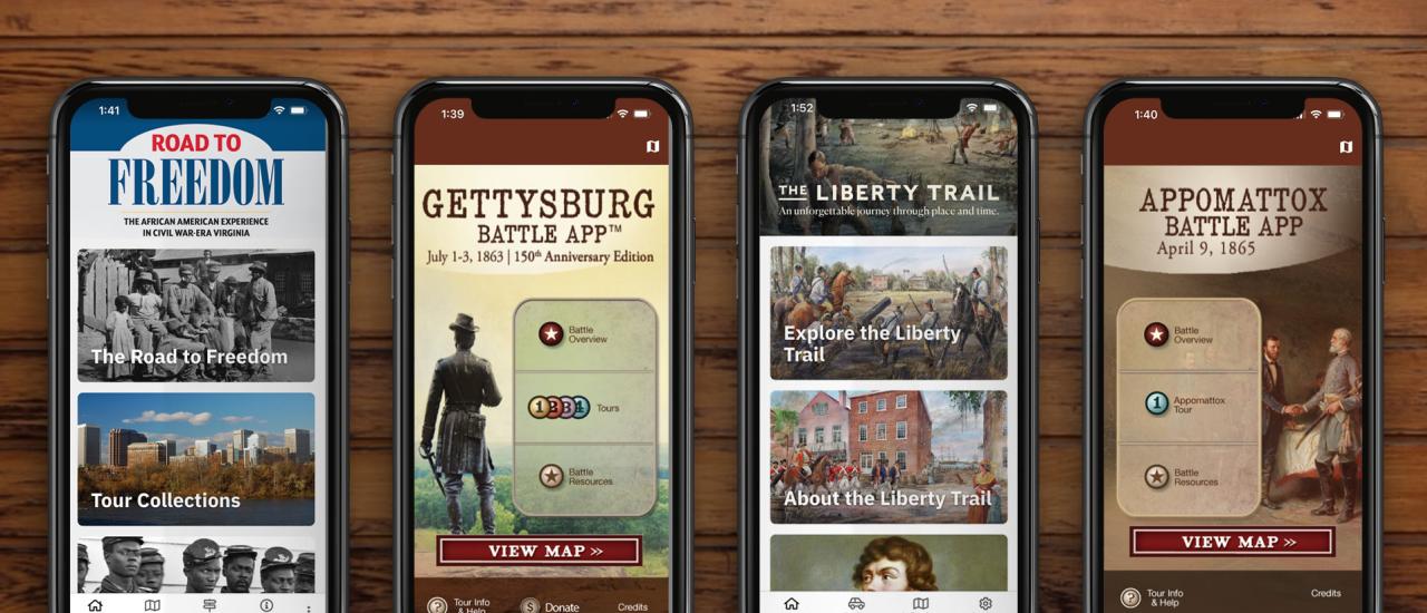 A collage of American Battlefield Trust apps