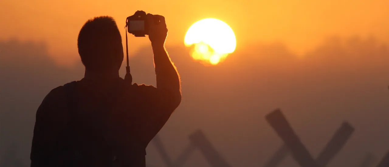 Photographer at sunset at Antietam National Battlefield, Sharpsburg, Md.
