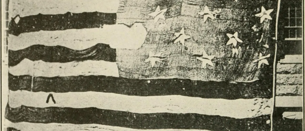This is a photograph taken in 1873 by George Henry Preble of the flag that flew over Fort McHenry on the morning of September 14, 1814.