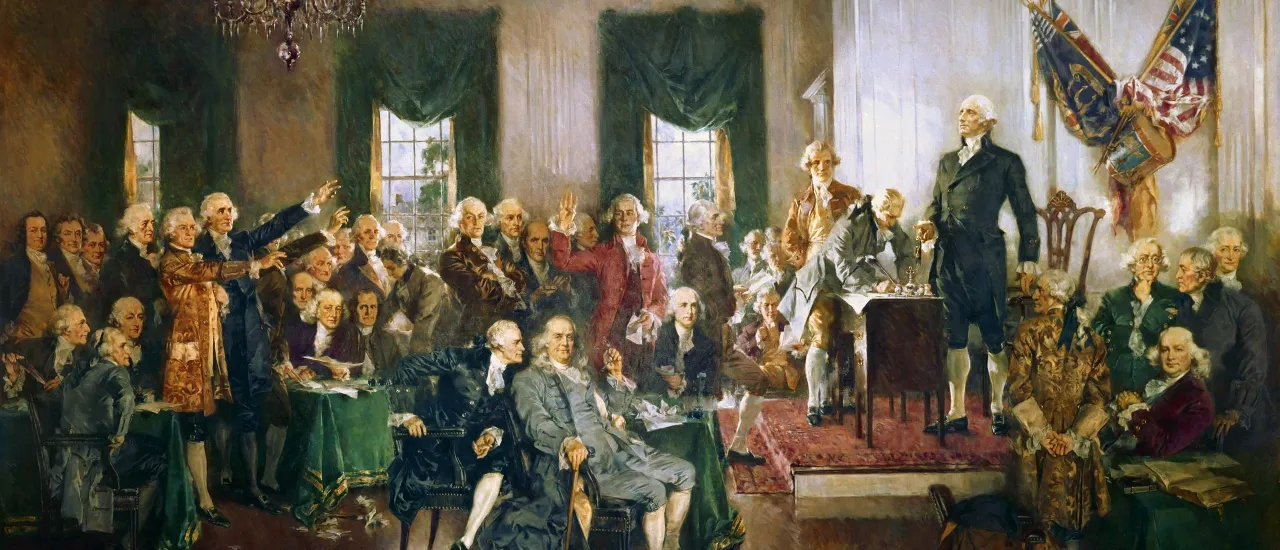 This is a painting depicting the signing of the United States Constitution.