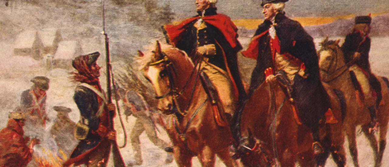Washington and Lafayette at Valley Forge / painting by Dunsmore.