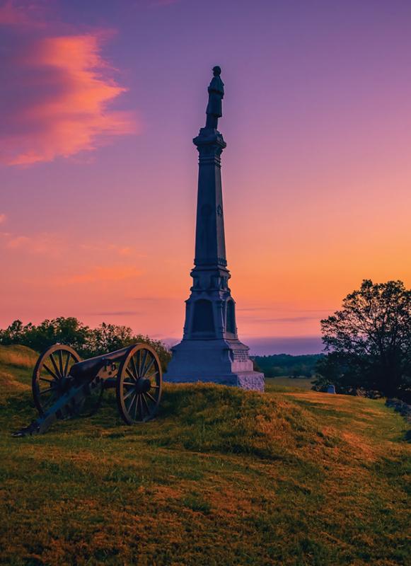 Sunset at East Cemetery Hill at Gettysburg National Military Park, Pa.