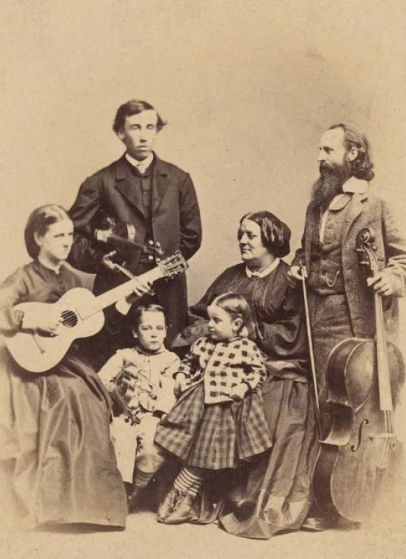 Photograph of the Hutchinson Family with instruments from the 1860s, LOC