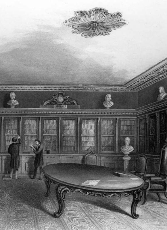Interior view of the Massachusetts Historical Society's 4th home – The Dowse Library – at 30 Tremont Street, Boston, Mass.
