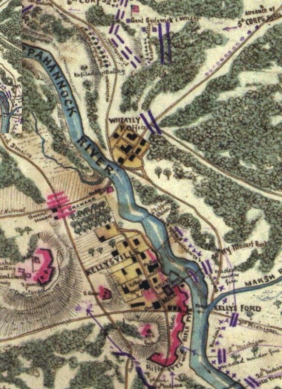 Plan of battles of Kelly's Ford and Rappahannock Station, Virginia