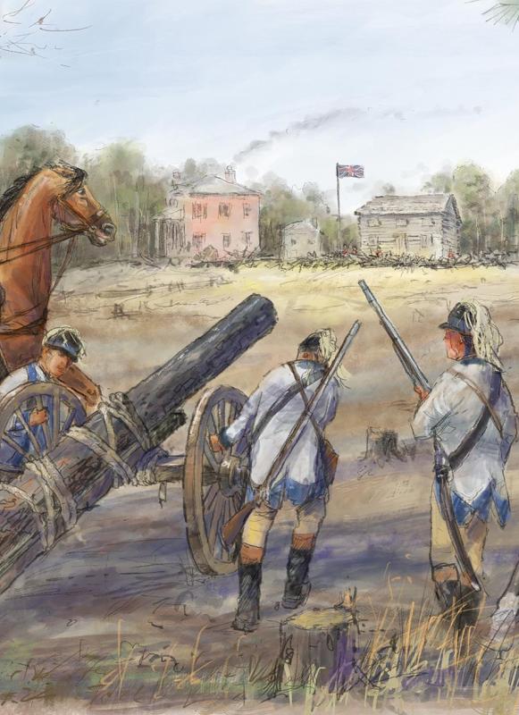 Patriot Colonel William and his men created a fake cannon from a pine log.