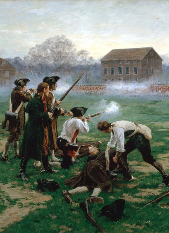 The Battle of Lexington depicted in a 1910 portrait by William Barnes Wollen
