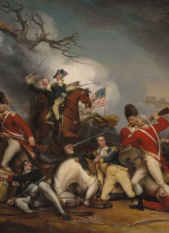 Painting depicting the American victory and death of General Mercer at the Battle of Princeton