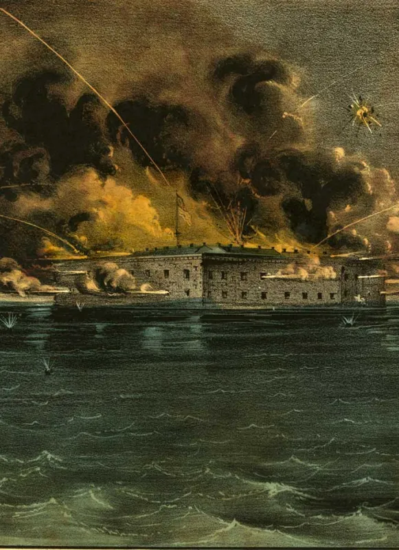 A painting of the bombardment of Fort Sumter