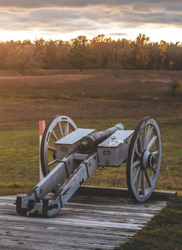 A lone cannon sits on Saratoga National Historical Park, Stillwater, N.Y.