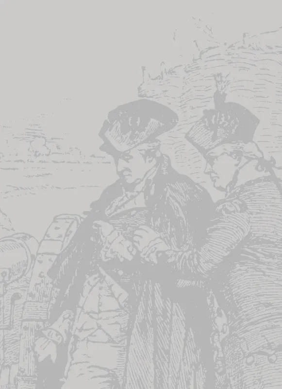 This is a sketch of three soldiers operating a cannon. 