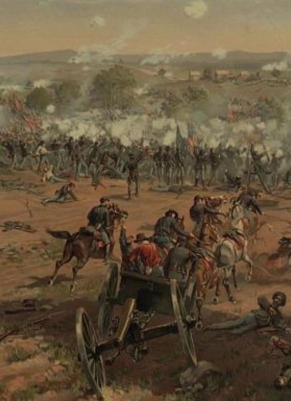 A painted illustration of Pickett's Charge