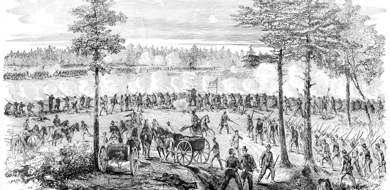 Illustration of the Siege of Petersburg--Battle of Ream's Station-The Attempt of the Enemy to Regain the Weldon railroad on the evening of August 25th, 1864