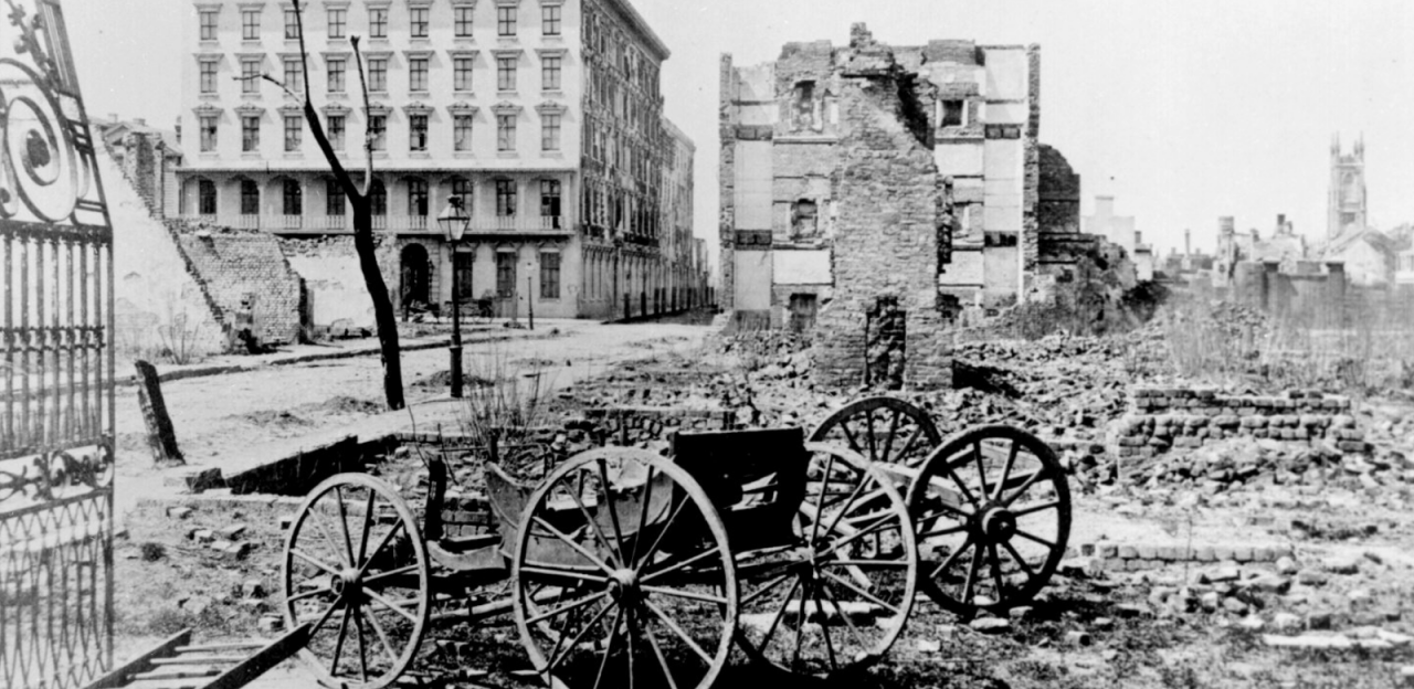 This is an image of the destruction of Charleston in the aftermath of the Civil War.
