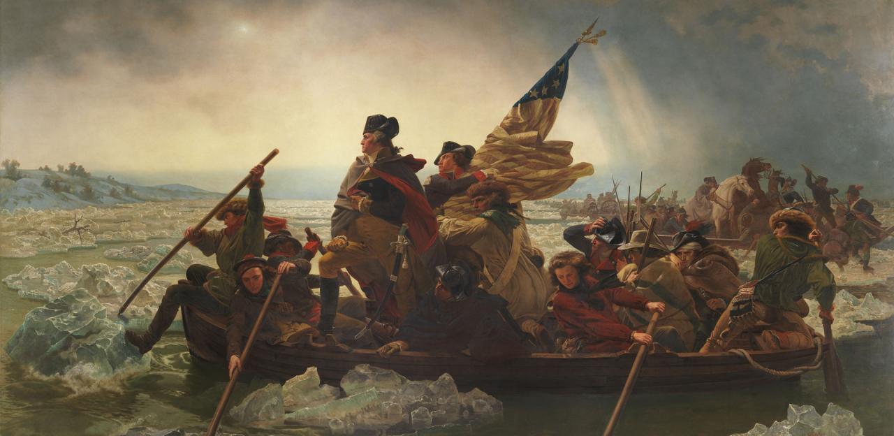 A depiction of Washington's attack on the Hessians at Trenton on December 25, 1776.