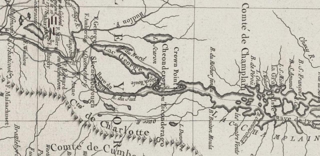 This is an image of a map detailing Fort Ticonderoga's landscape. 