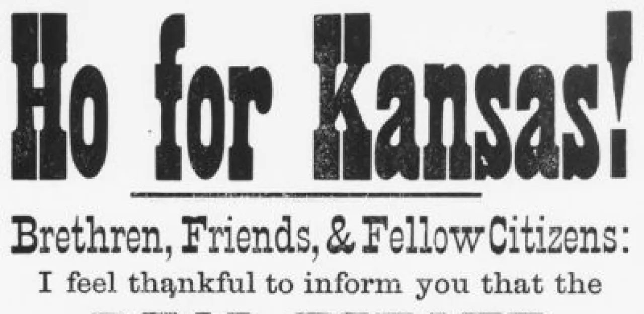 Ho for Kansas! Handbill ca. 1878