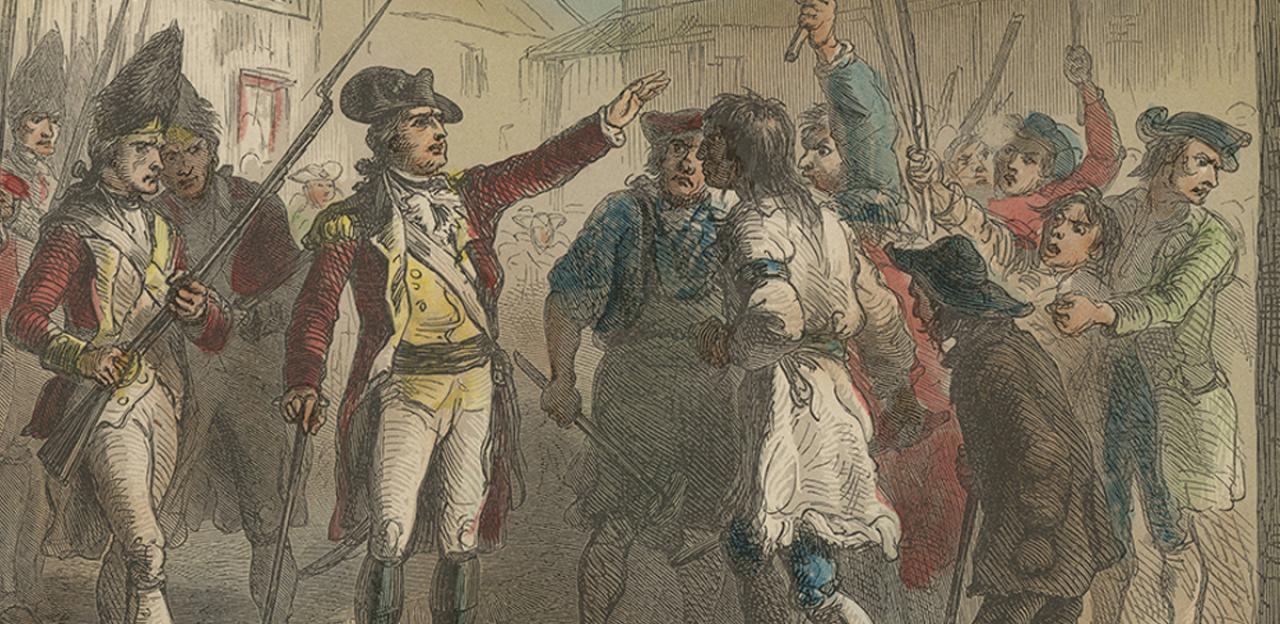 British Royal Governor William Tryon confronts the North Carolina Regulators in 1771.