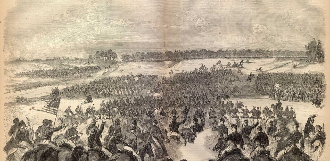 Illustration of Union cavalry attack at St. James Church on the Brandy Station Battlefield