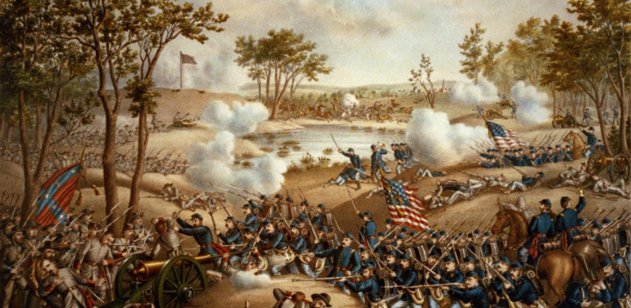 A Kurz and Alison lithograph of the Battle of Cold Harbor.
