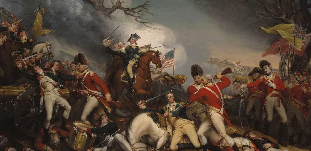 Painting depicting the American victory and death of General Mercer at the Battle of Princeton