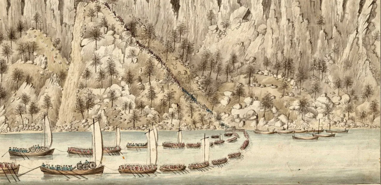 Painting depicting the landing of the British Forces in the Jerseys