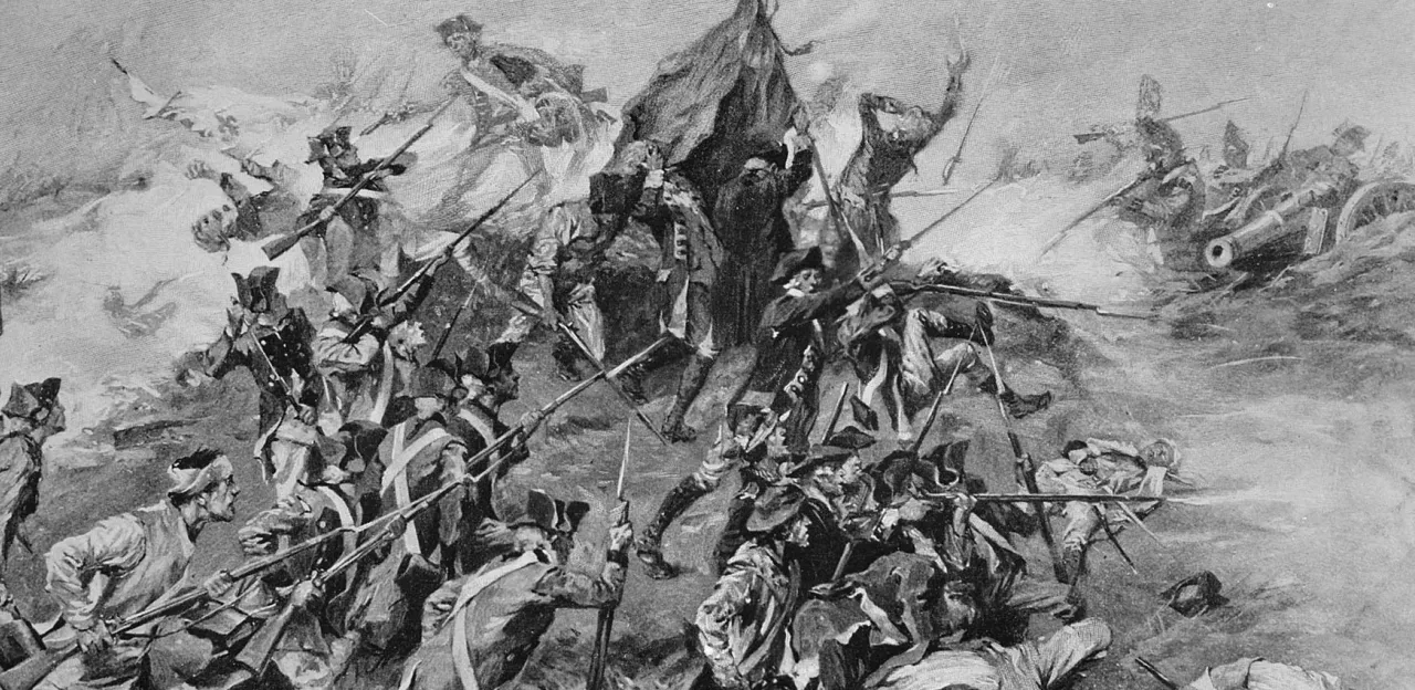 Historical illustration depicting American and French forces attacking British fortifications during the Battle of Savannah in 1779.
