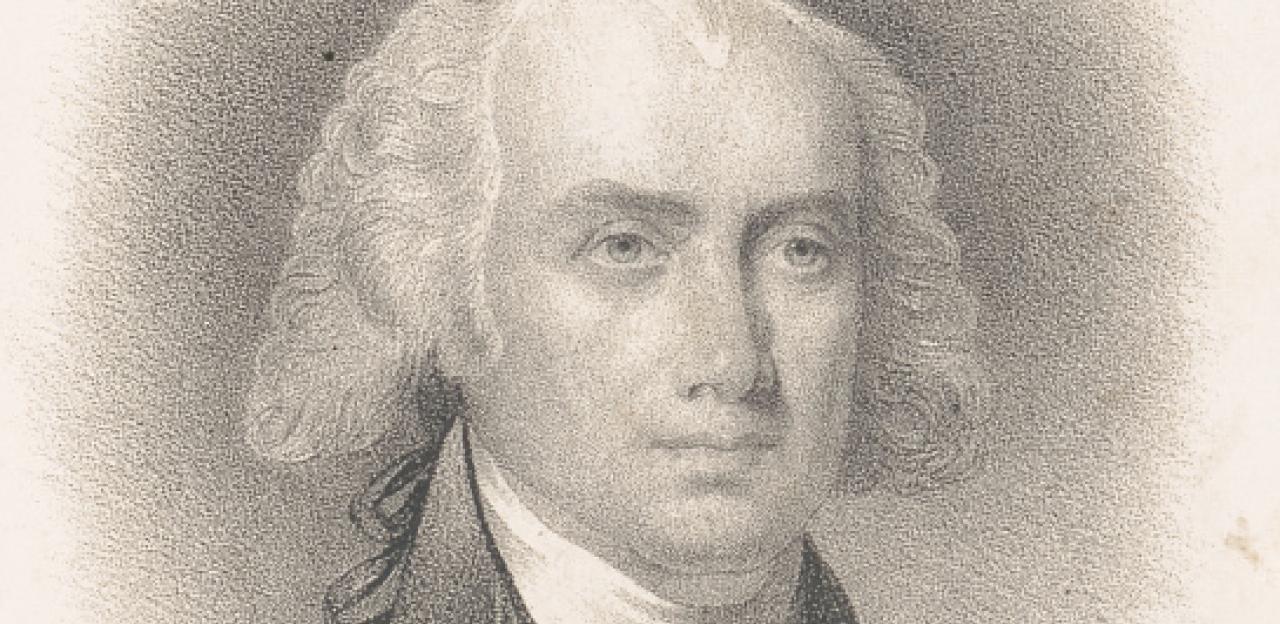 Print shows James Madison, head-and-shoulders portrait, facing slightly right. Includes facsimile signature.