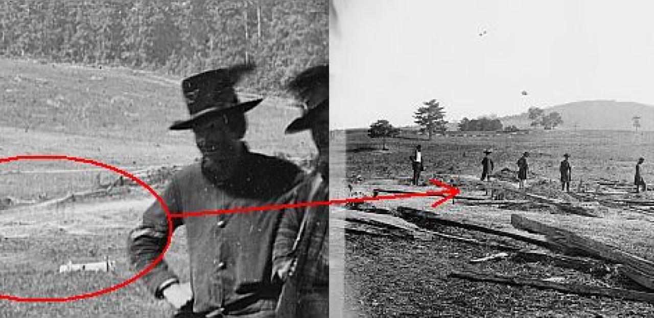 Soldiers walking across Cedar Mountain