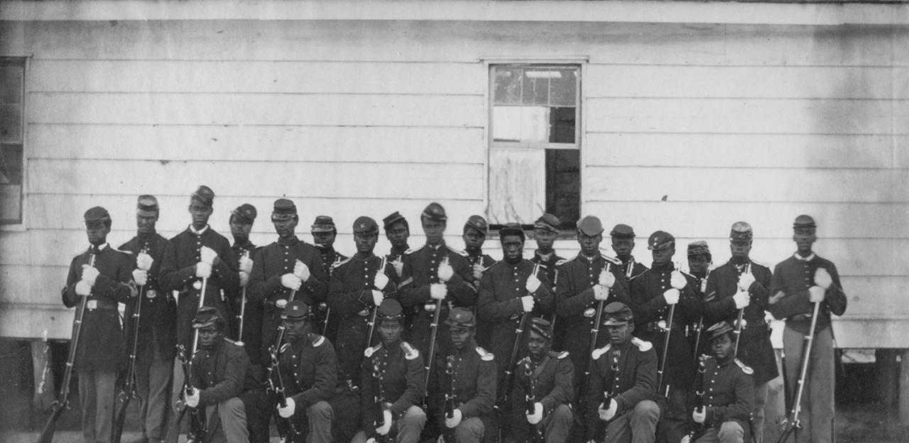 Photograph of a band of colored troops