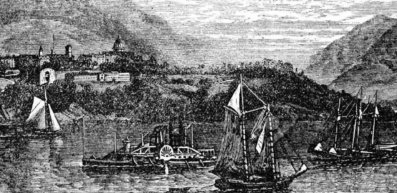 This is a landscape sketch of West Point in the 1890s.