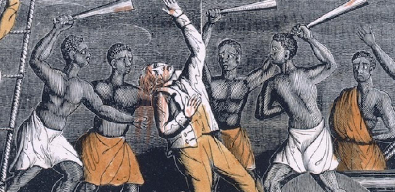 African slaves killing Ramon Ferrer with cane knives