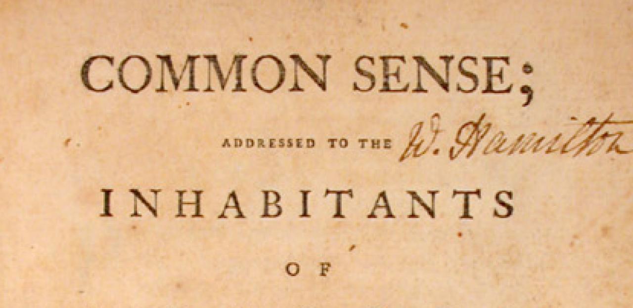 Cover page to the pamphlet "Common Sense"
