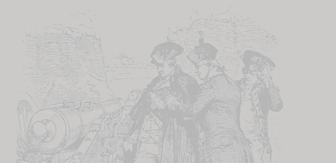 This is a sketch of three soldiers operating a cannon. 