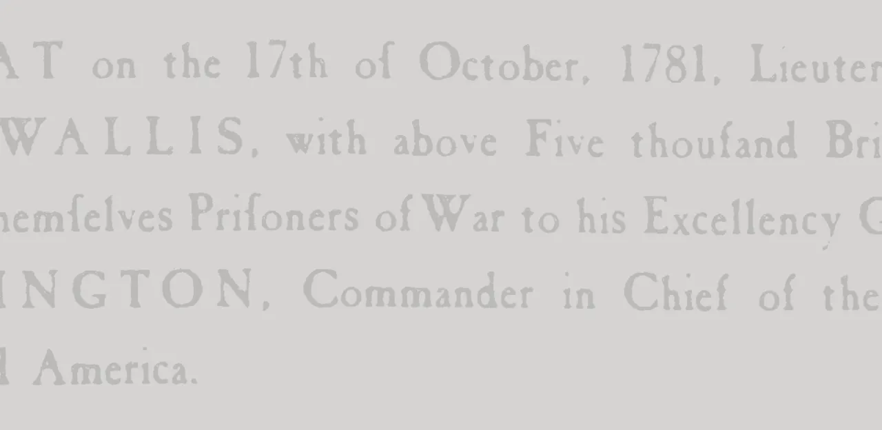 This is a text excerpt describing Cornwallis' surrender. 