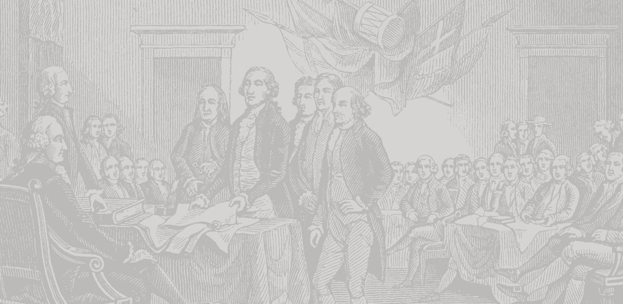 Sketched illustration of the signing of the Declaration of Independence