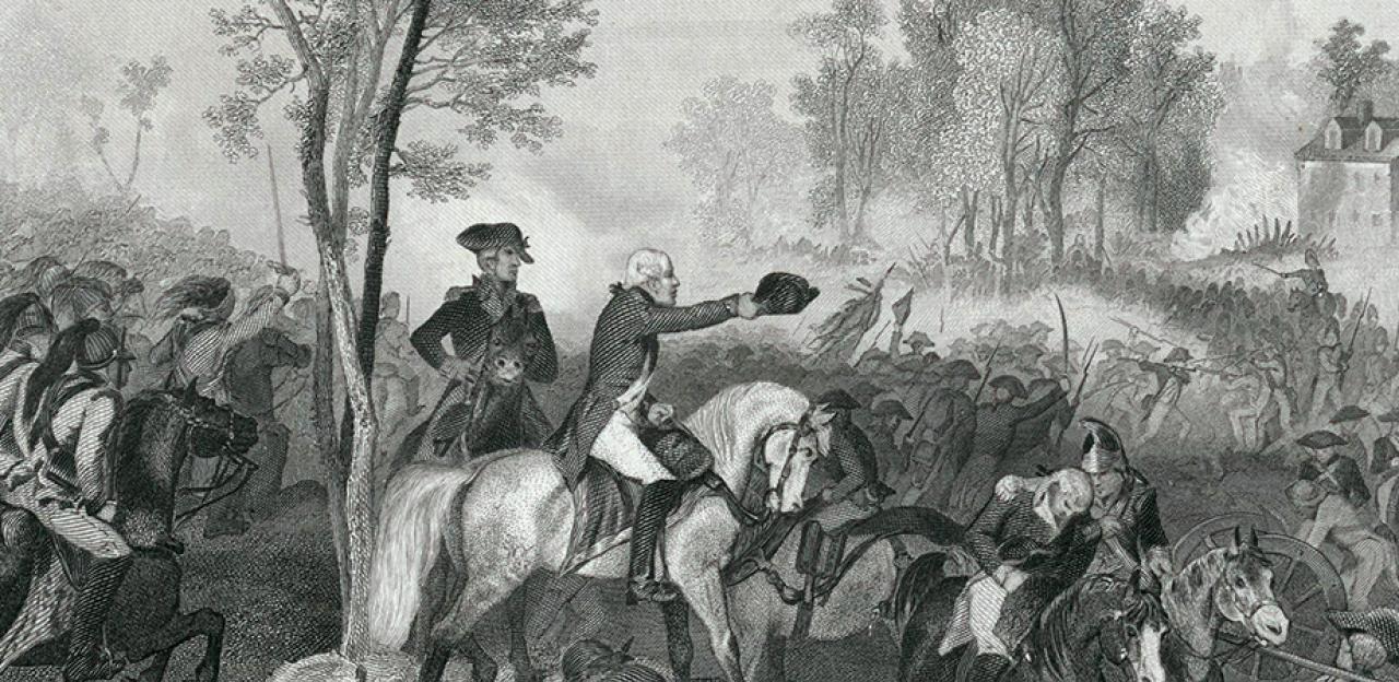 Troops charging at Eutaw Springs